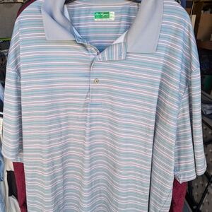 Hogan Men's Polo Shirt - Light Blue and White Stripes